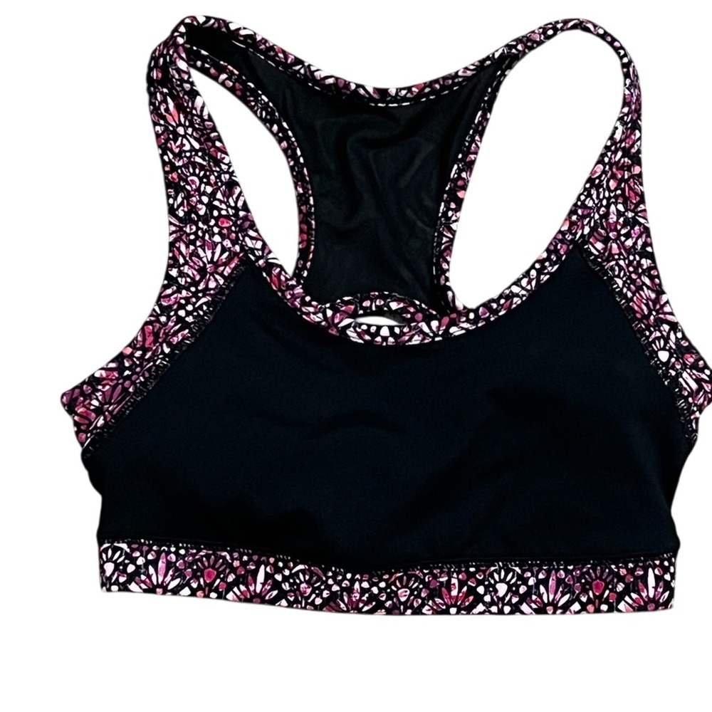 Gaiam Women's Black and Pink Sports Bra sz XS Activewear yoga colorful